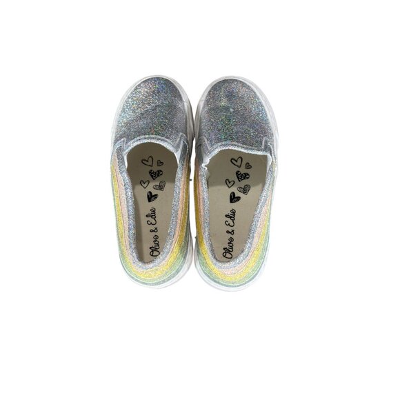 Rainbow Slip-On Sneakers Size 11 Girls By Olive & Edie - Picture 9 of 11